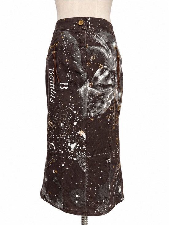Roberto Cavalli Dresses & Skirts - Vintage Roberto Cavalli Constellation Zodiac Print Midi Skirt – Brown, Size S